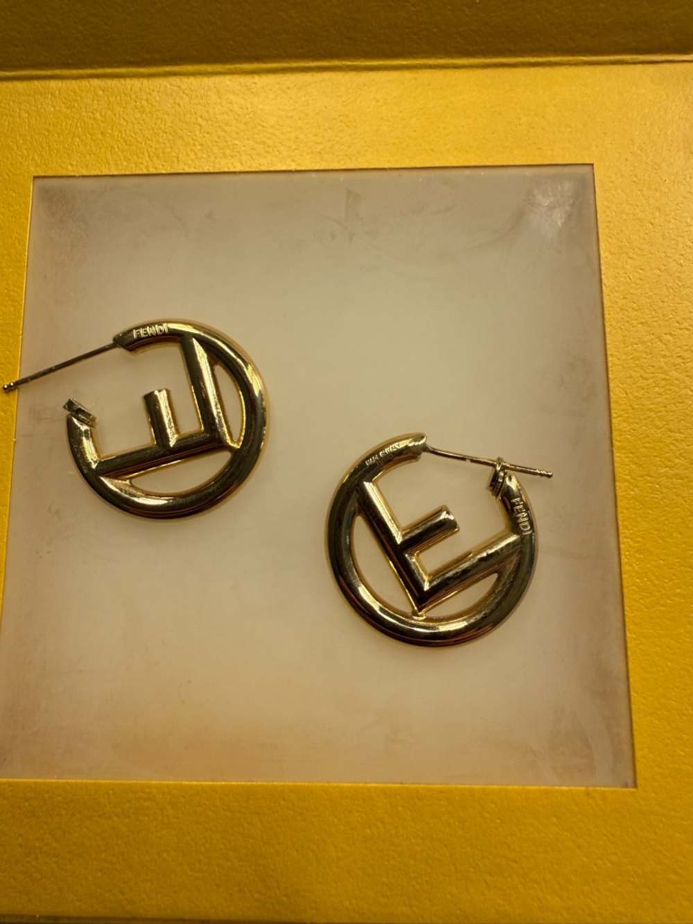 Fendi Gold Logo Hoop Earrings